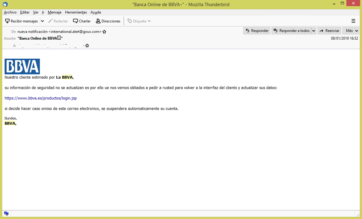 Nueva estafa a través del email